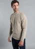 Kensington Eastside Stone Rope Cable Knit Crew Neck Jumper - Large Image 1