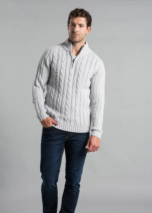 Kensington Eastside Grey 1/4 Zip Cable & Rib Jumper - Extra Large Image 3