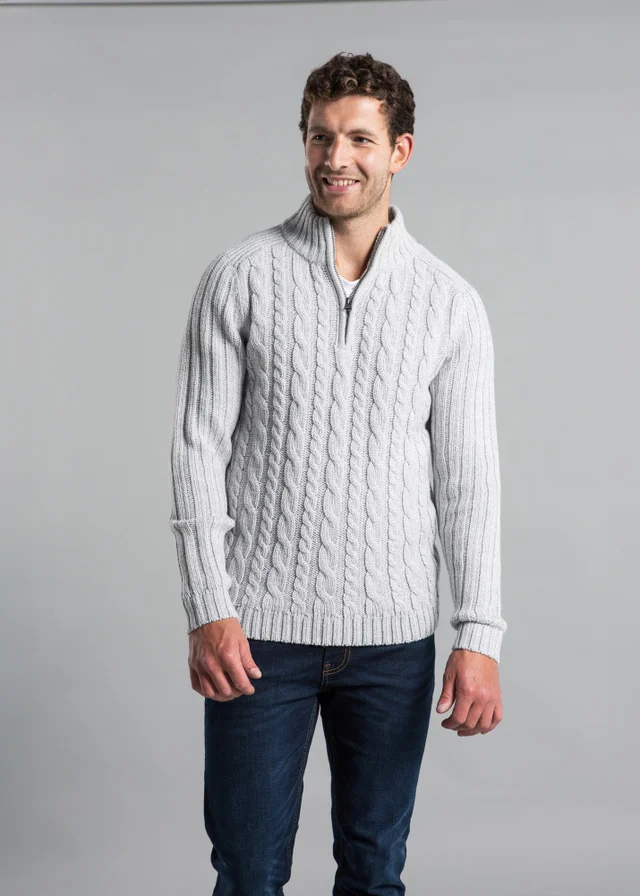 Kensington Eastside Grey 1/4 Zip Cable & Rib Jumper