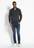 Kensington Eastside Dark Grey Cotton Blend Half Milano Zip Neck Jumper - XXL Image 3