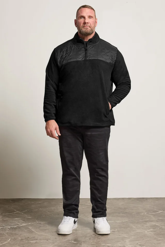 BadRhino Black Quarter Zip Quilted Fleece Jacket