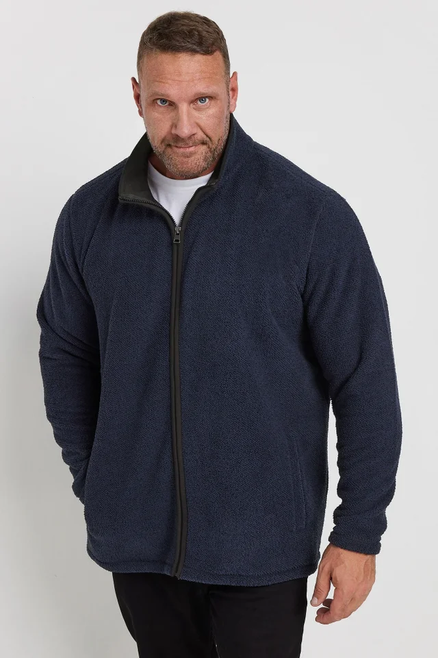 BadRhino Navy Blue Textured Zip Through Fleece
