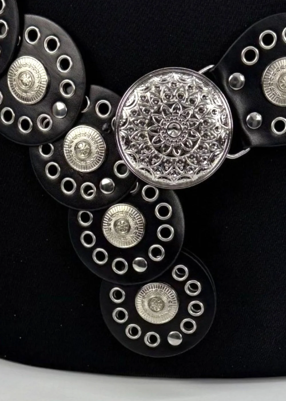 Raffaella Ladies Black Wide Disc Belt - One Size Image 2