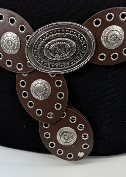 Raffaella Ladies Brown Oval Disc Belt - One Size Image 2