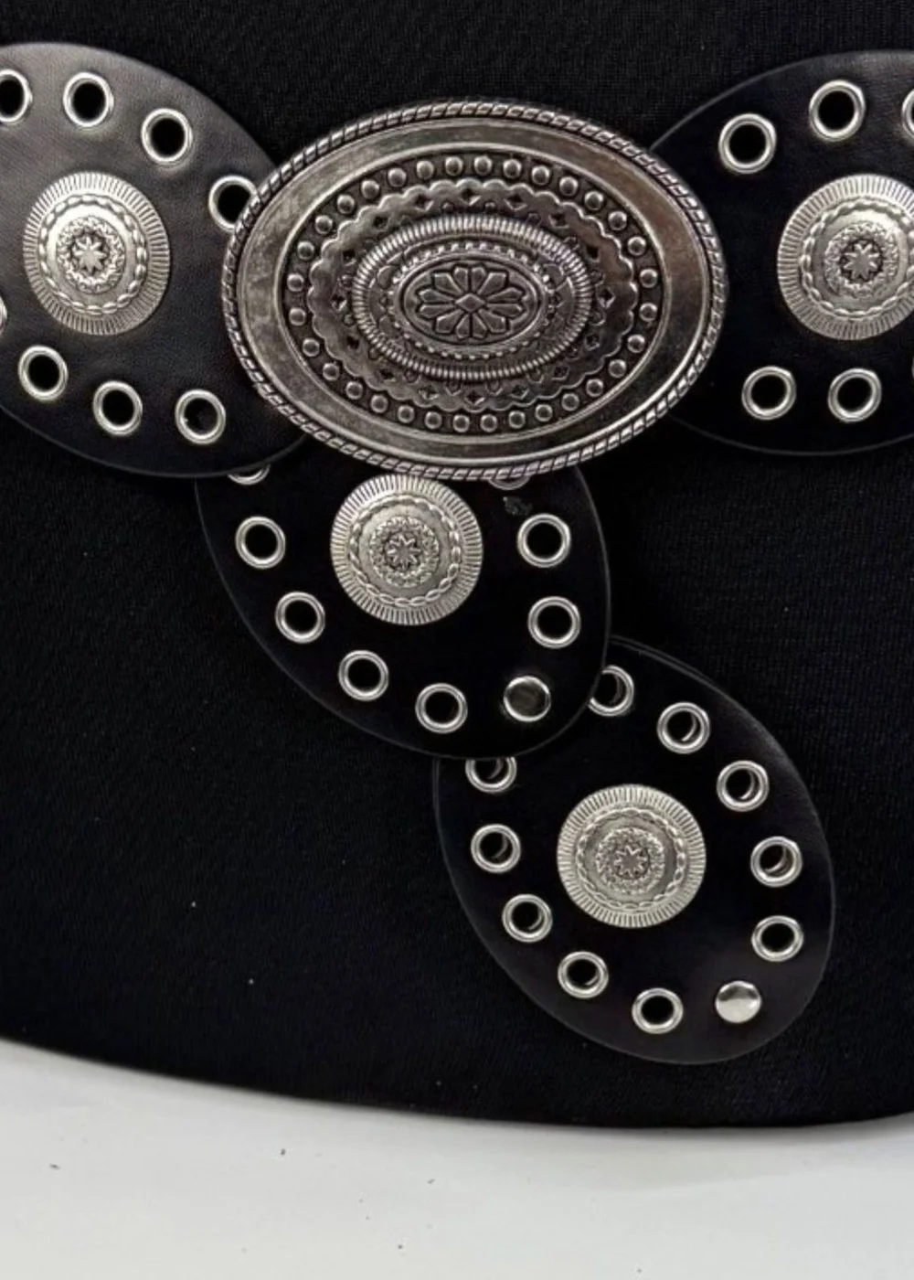 Raffaella Ladies Black Oval Disc Belt - One Size Image 2