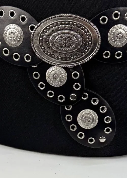 Raffaella Ladies Black Oval Disc Belt - One Size Image 2