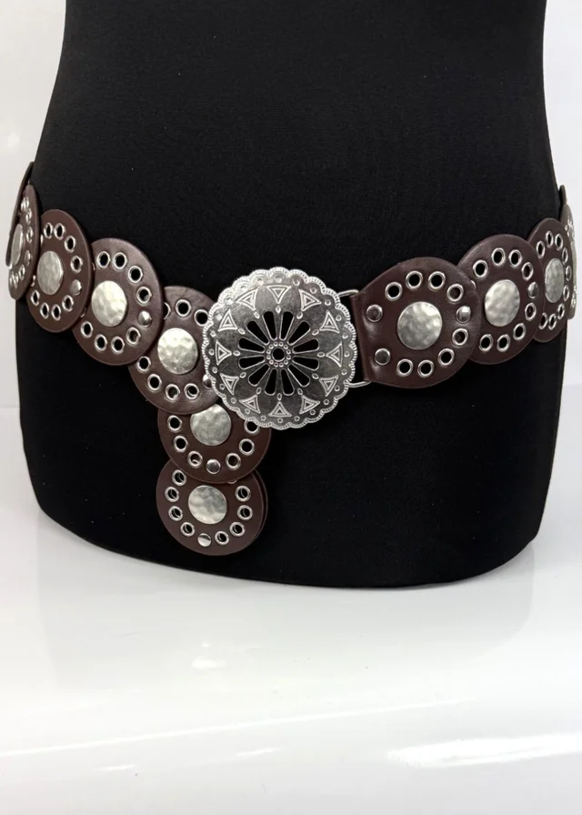 Raffaella Ladies Brown Large Eyelet Disc Belt