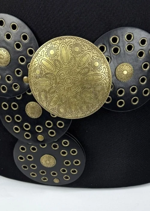 Raffaella Ladies Black Wide Disc Belt - One Size Image 2