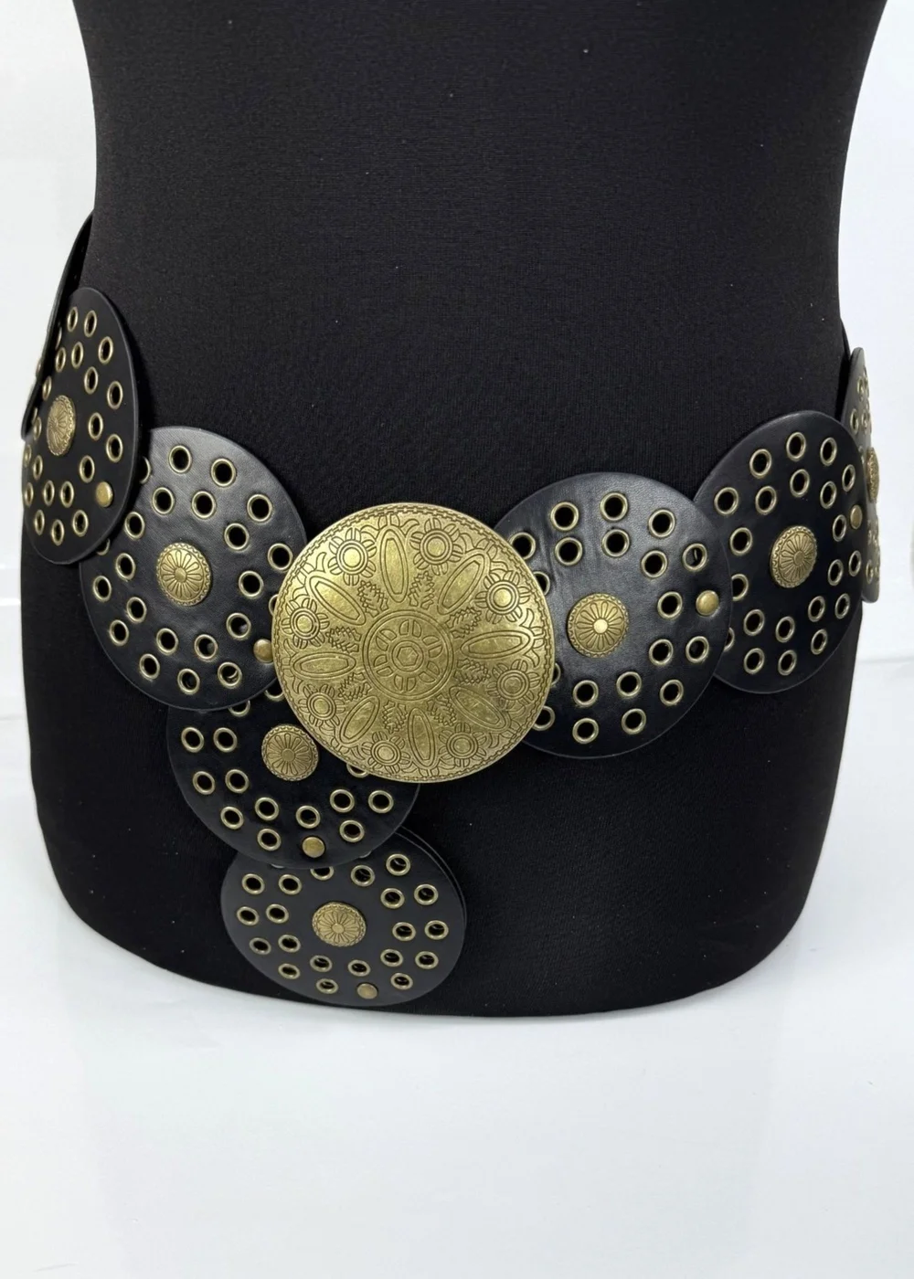 Raffaella Ladies Black Wide Disc Belt - One Size Image 1