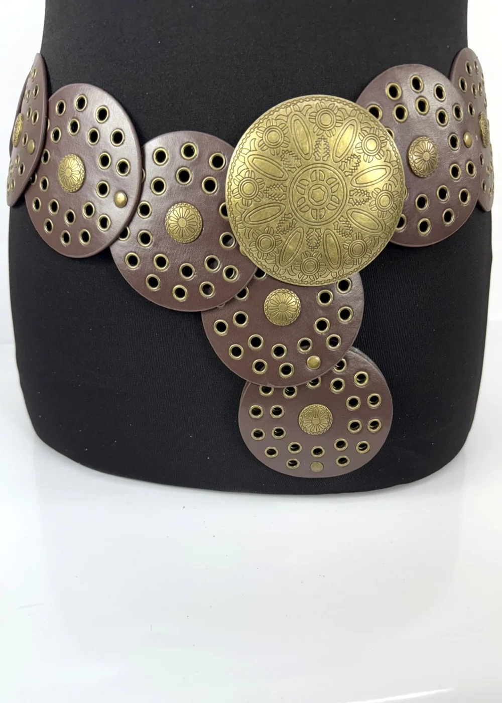 Raffaella Ladies Brown Wide Disc Belt - One Size Image 1