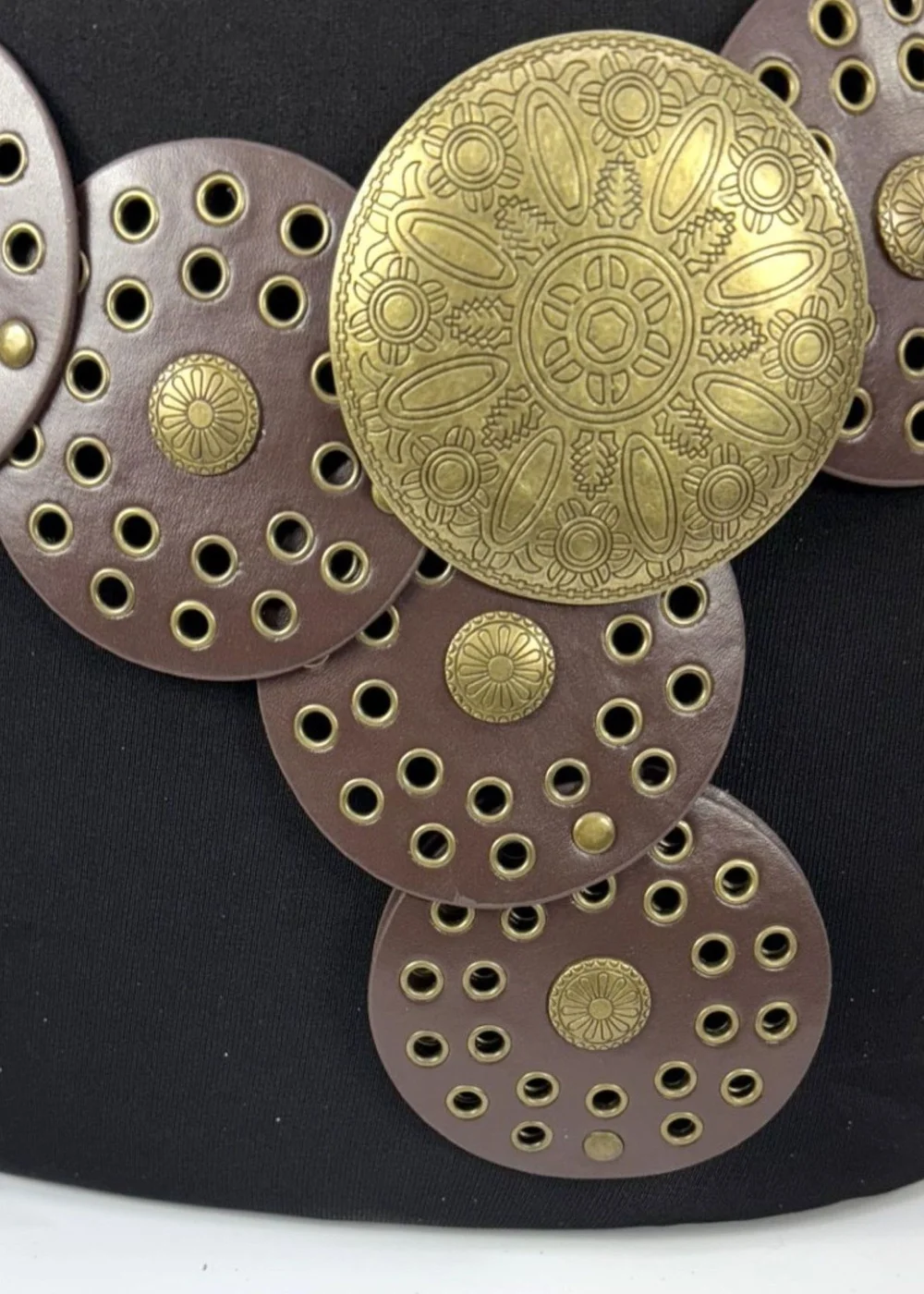 Raffaella Ladies Brown Wide Disc Belt - One Size Image 2