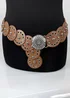 Raffaella Ladies Tan Wide Eyelet Disc Belt - One Size Image 1