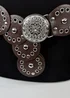 Raffaella Ladies Brown Wide Eyelet Disc Belt - One Size Image 2