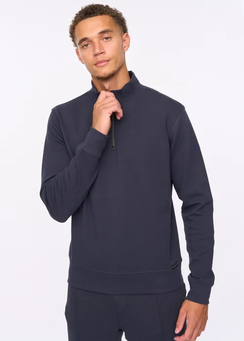 Duck & Cover Navy Slellmoore 1/4 Zip Sweat - M Image 3