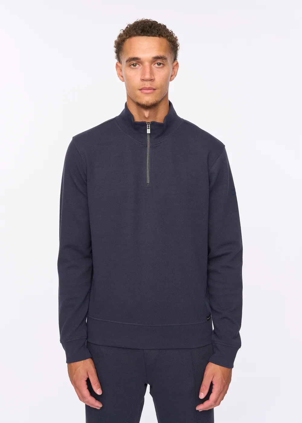 Duck & Cover Navy Slellmoore 1/4 Zip Sweat - M Image 1