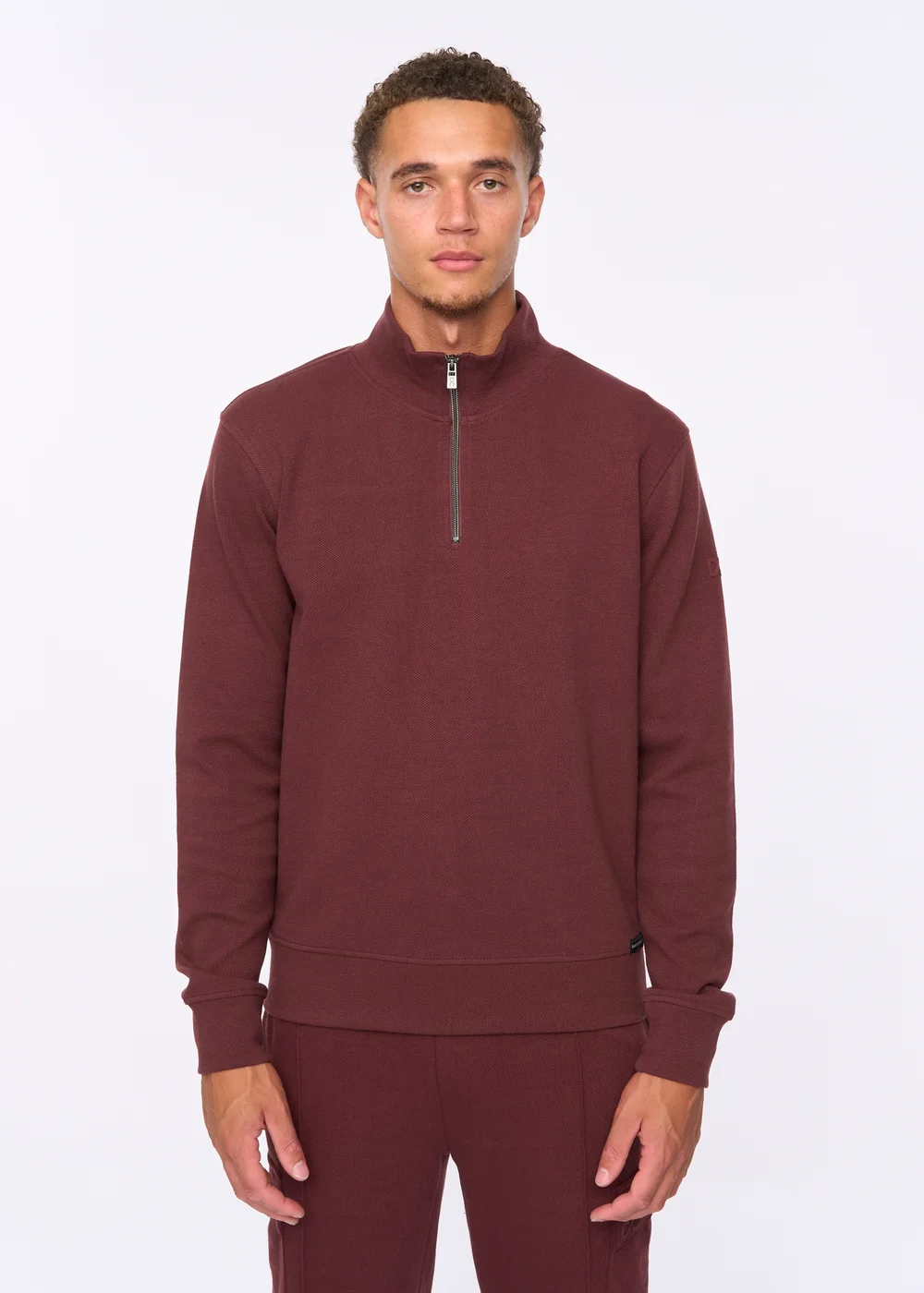 Duck & Cover Wine Slellmoore 1/4 Zip Sweat - XL Image 1