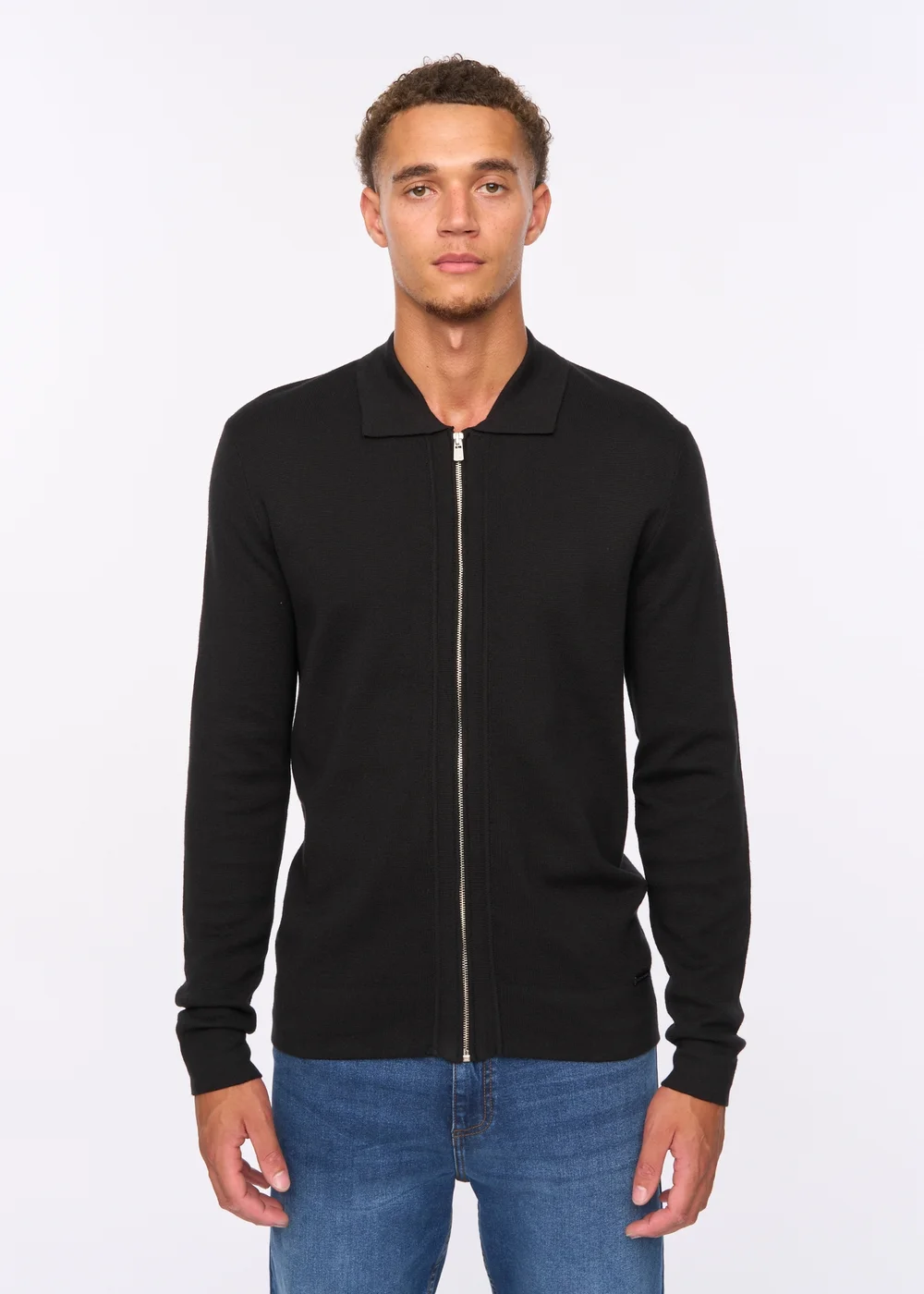 Duck & Cover Black Melfi Zip Thru Knit - Medium Image 1