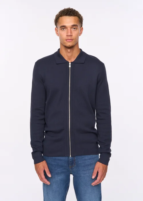 Duck & Cover Navy Melfi Zip Thru Knit - Small Image 1