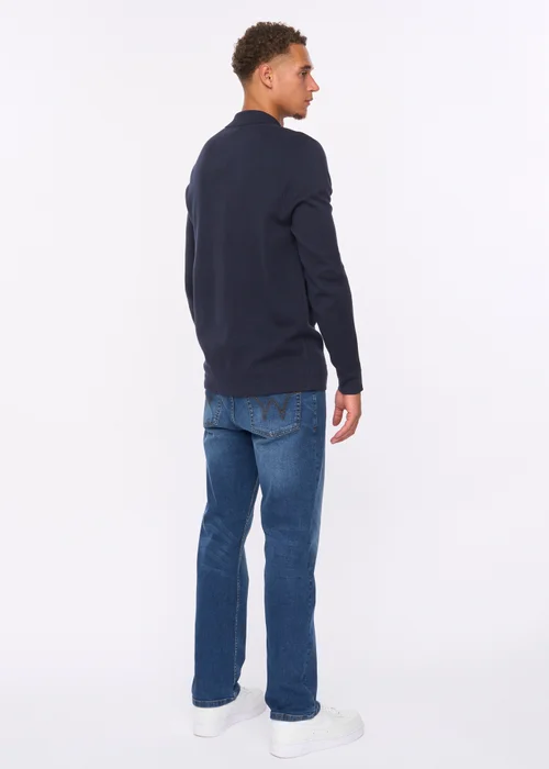 Duck & Cover Navy Melfi Zip Thru Knit - Small Image 2