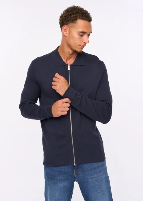 Duck & Cover Navy Melfi Zip Thru Knit - Small Image 3