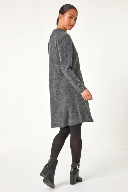 Roman Grey Petite Collared Knit Shift Dress - 16 Image 4