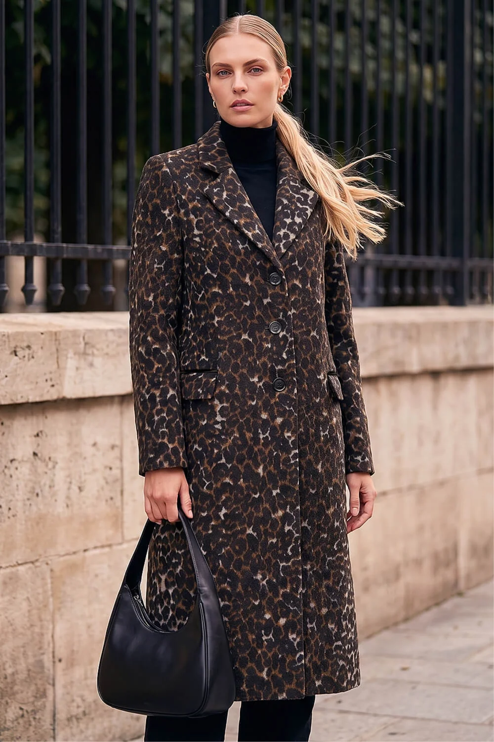Roman Brown Animal Print Formal Pocket Coat - 20 Image 2