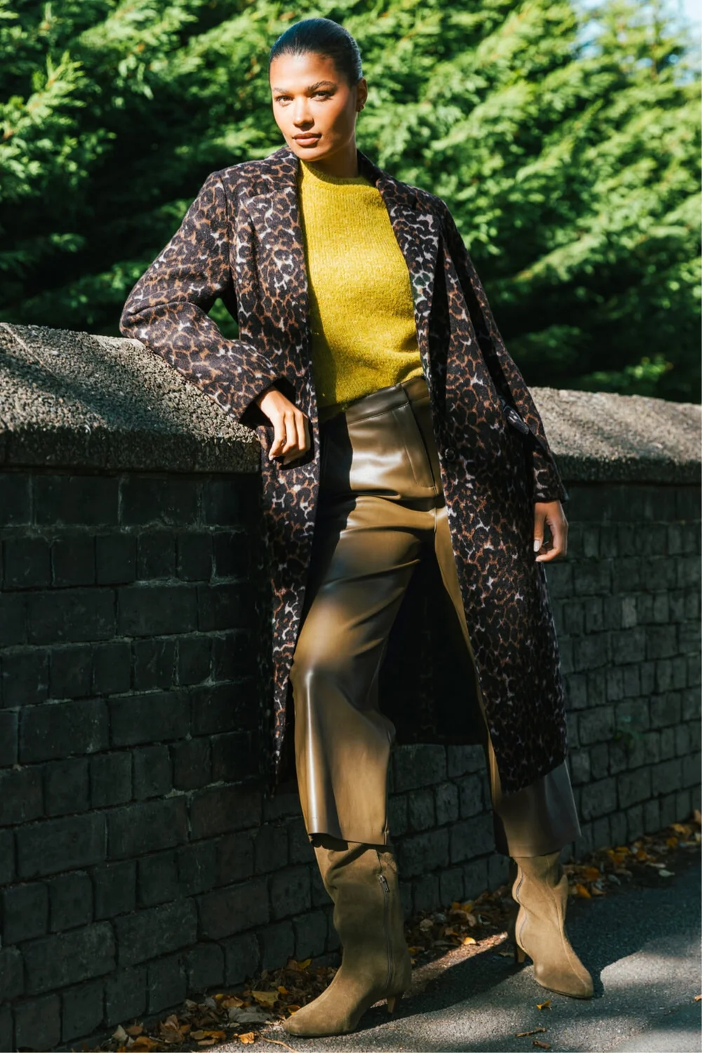 Roman Brown Animal Print Formal Pocket Coat - 20 Image 1