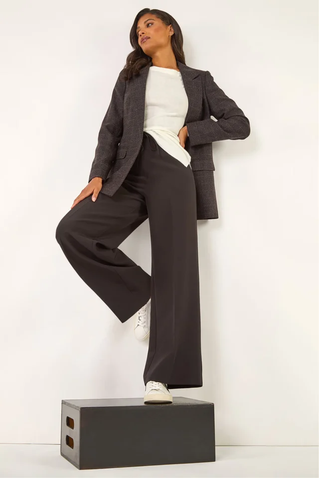 Roman Aubergine Check Print Longline Blazer