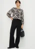 Black Floral Scoop Hem Blouse - Size 8 Image 2