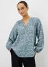 Blue Floral Popover Blouse - Size 8 Image 1