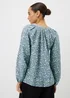 Blue Floral Popover Blouse - Size 8 Image 3