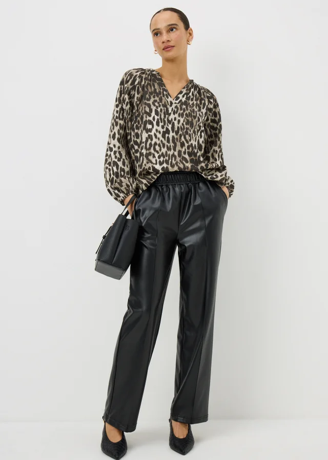 Brown Leopard Print Popover Blouse