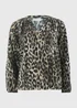 Brown Leopard Print Popover Blouse - Size 8 Image 4