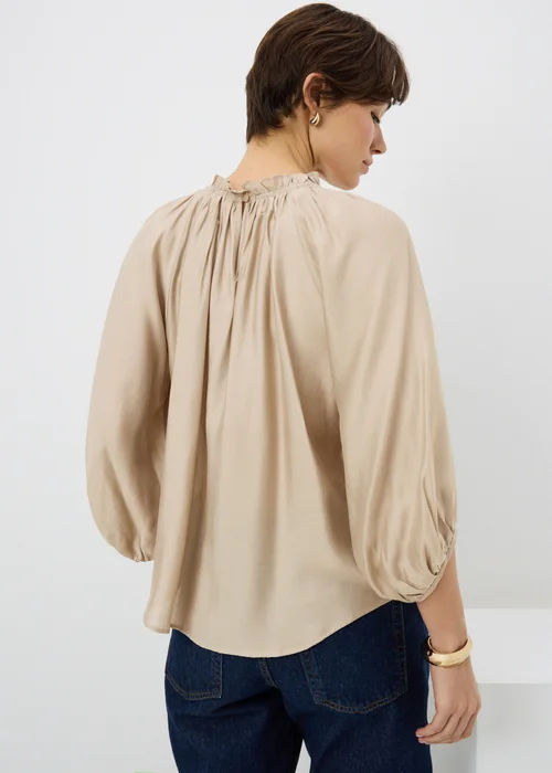 Beige Volume Sleeve Blouse - Size 12 Image 3