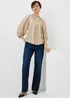 Beige Volume Sleeve Blouse - Size 12 Image 1