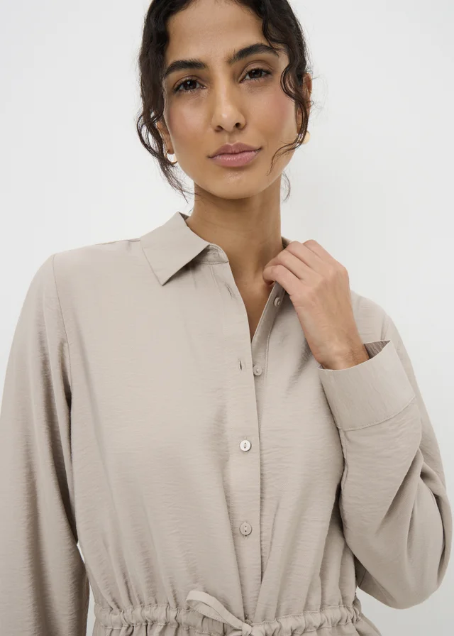 Beige Tie Waist Shirt