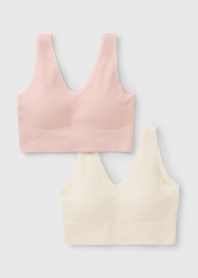 2 Pack Pink & Cream Seam Free Crop Top Bras