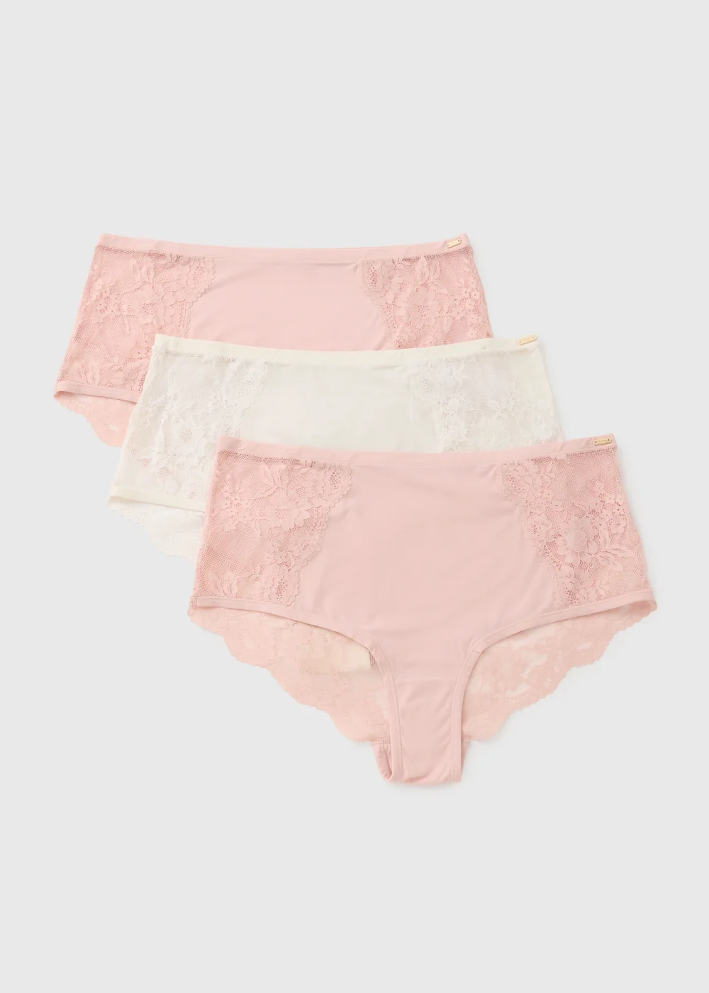 3 Pack Pink Comfort Lace Full Knickers - Extra small Image 1