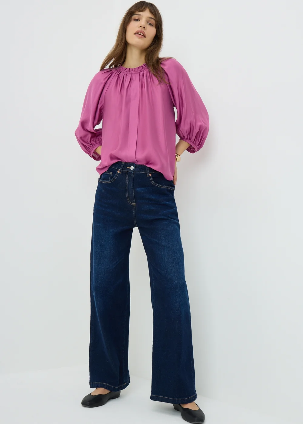 Pink Volume Sleeve Blouse - Size 8 Image 1