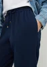 Navy Linen Blend Tapered Trousers - Size 8 Image 2