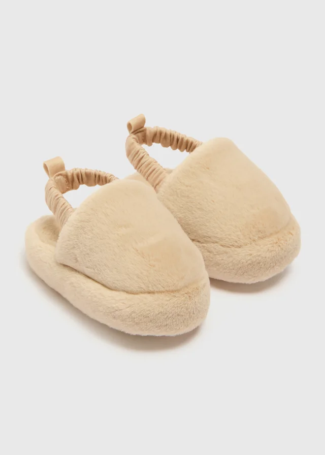 Baby Beige Faux Fur Slippers (Newborn-18mths)