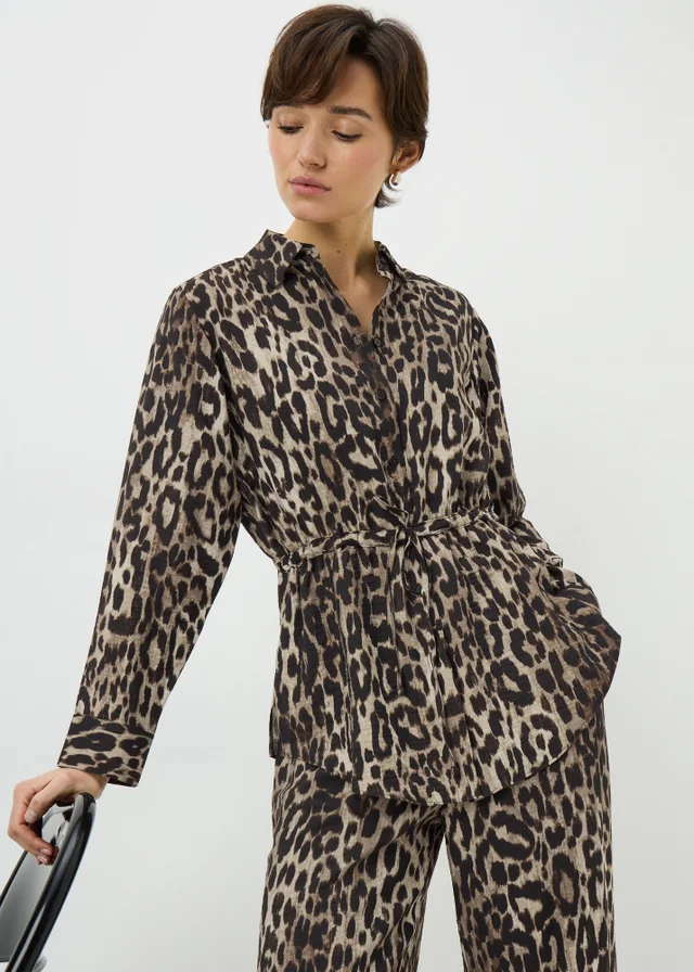 Brown Leopard Print Co Ord Blouse