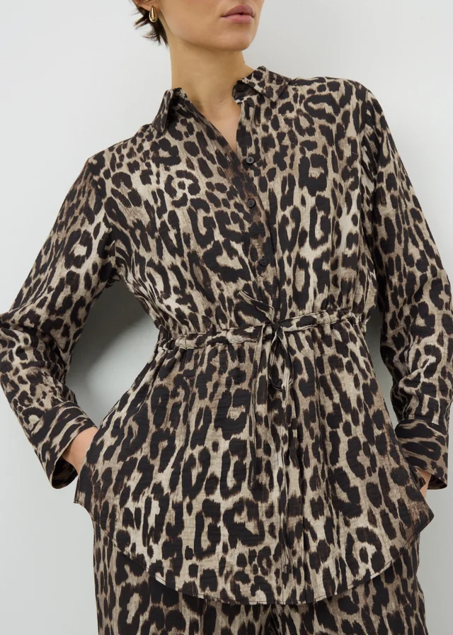 Brown Leopard Print Co Ord Blouse