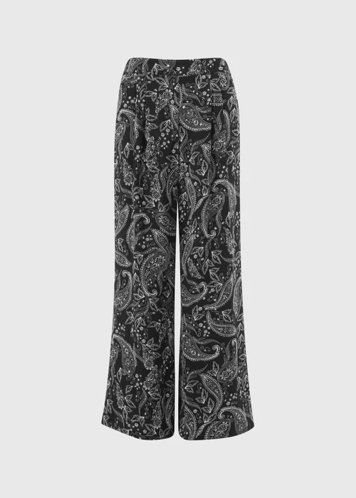 Black Paisley Co Ord Wide Leg Trousers - Size 08 29 leg Image 4