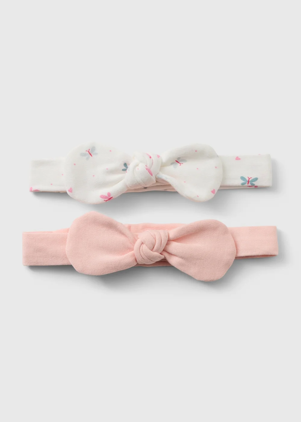 2 Pack Baby Pink Bow Headbands (Newborn-6mths) - Age 0 - 3 Months Image 1