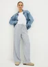 Blue Stripe Linen Blend Wide Leg Trousers - Size 08 29 leg Image 4