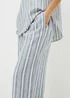 Blue Stripe Linen Blend Wide Leg Trousers - Size 08 29 leg Image 2