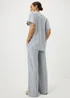 Blue Stripe Linen Blend Wide Leg Trousers - Size 08 29 leg Image 3