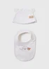Baby White Bear Layette Hat & Bib Set (Newborn-6mths) - Age 0 - 3 Months Image 1