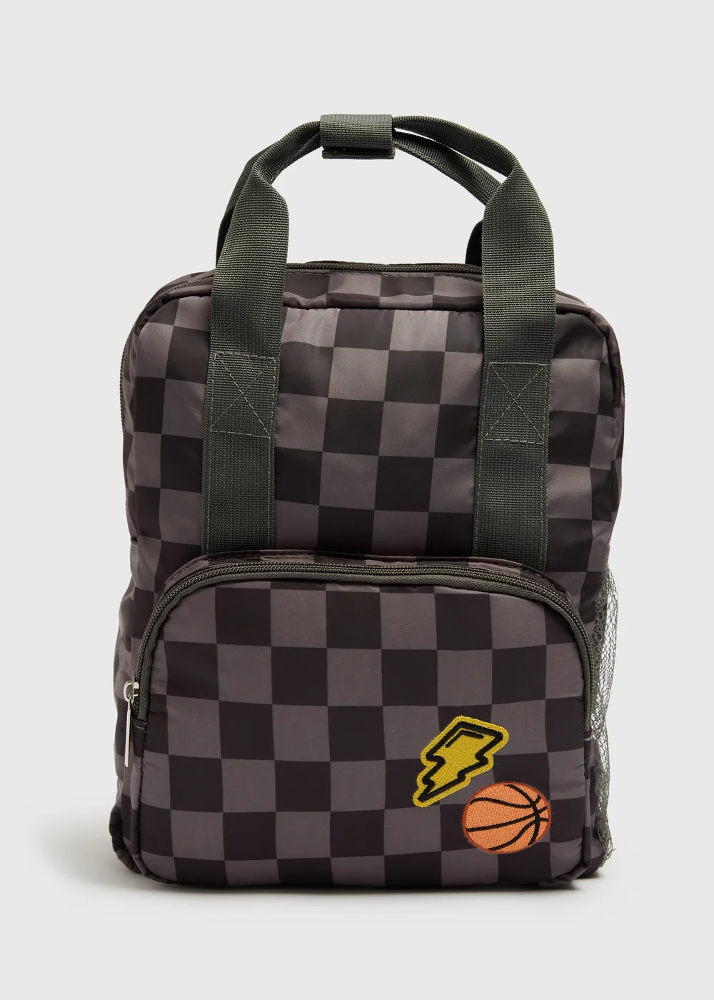 Boys Grey Checkerboard Backpack - One Size Image 1